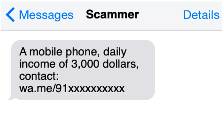 sms job scam example