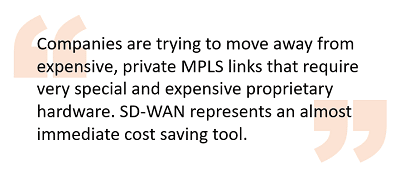 SD-WAN represents an almost immediate cost saving tool.