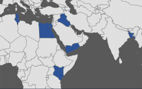 Map of High cost destinations for SMS messages