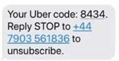 Fake Uber social engineering message