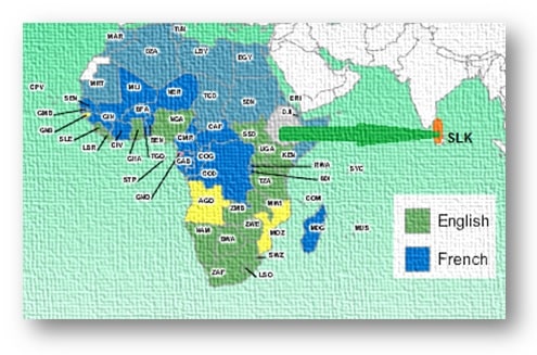 Map of Africa showing the disconnect country to which the end user is redirected when they respnd to SMS romance scam