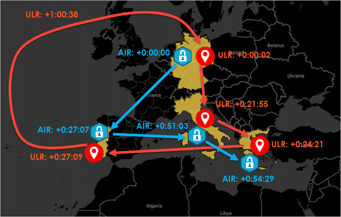 Location map of suspicious activity on Diameter Network