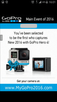 GoPro KIK spam "you've been selected to be the first who captures new 2016 with GoPro Hero 4"