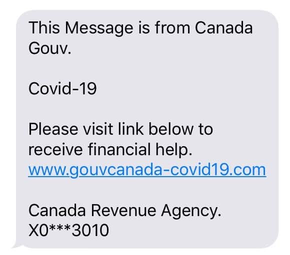 Canada Couv spam message