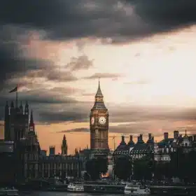Big Ben with view of Thames river in London