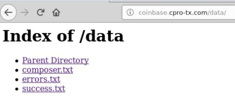Example of one of the directories on the Coinbase phishing server