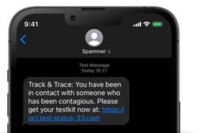Scam message on phone screen