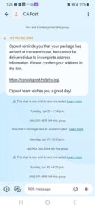 RCS group chat scam example