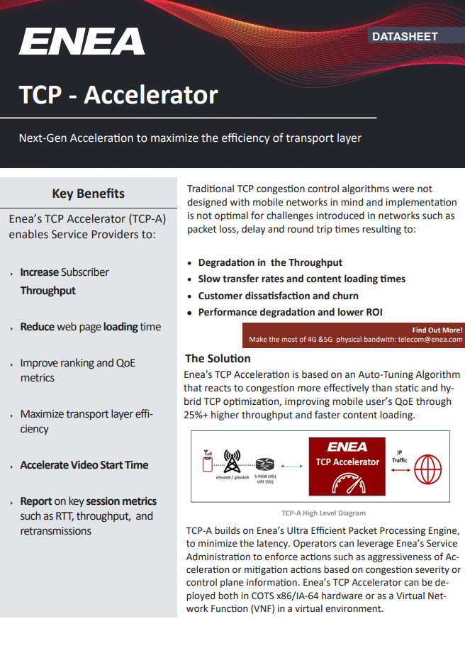Enea TCP Acceleration Data Sheet